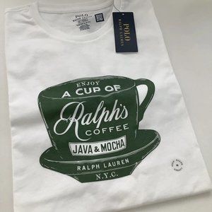 NWT Polo Ralph Lauren Ralph’s Coffee T-Shirt CUSTOM SLIM FIT  White